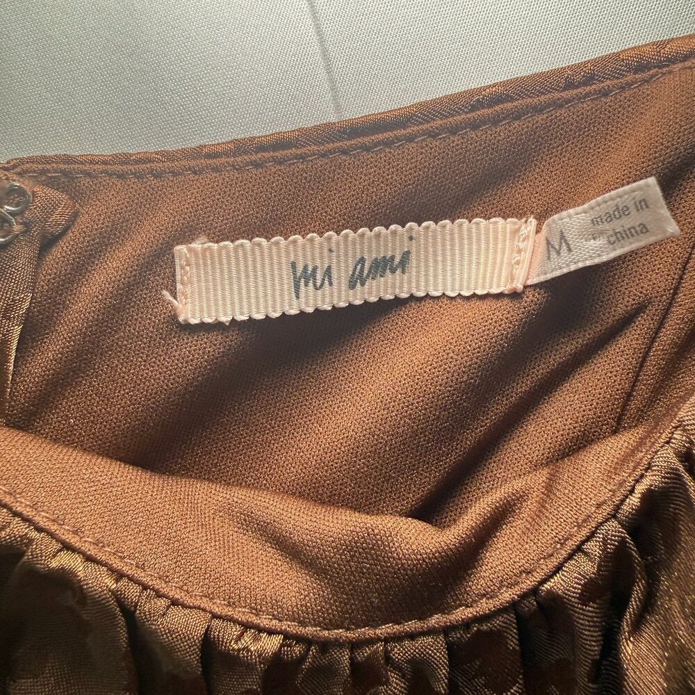 Mi Ami Brown Puff Sleeve Tie Waist Dress - Picture 4 of 5